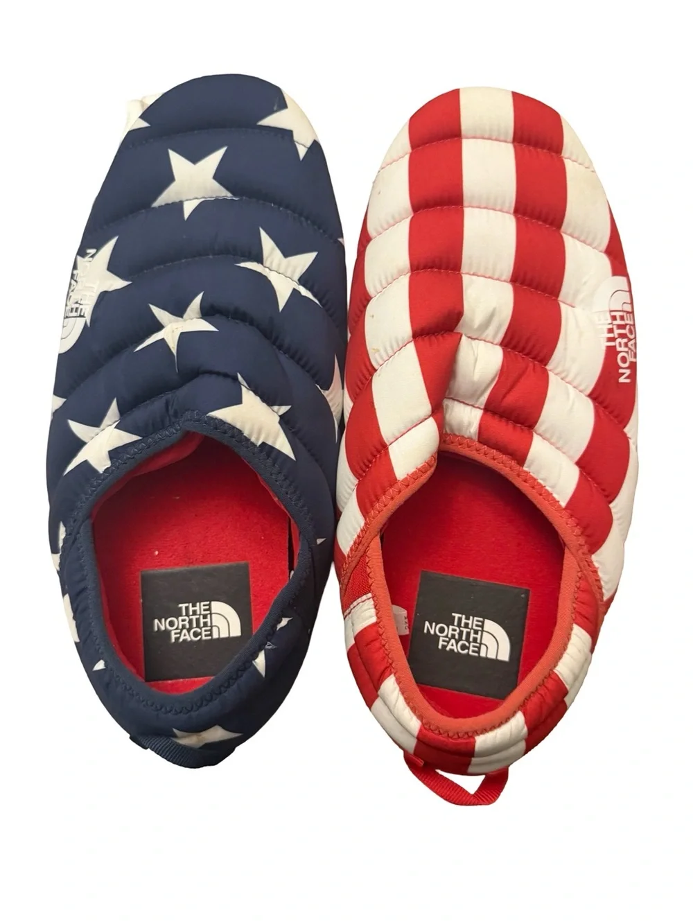 🇺🇸RARE The North Face ThermoBall Traction Mule slippers with a USA flag Sz 10